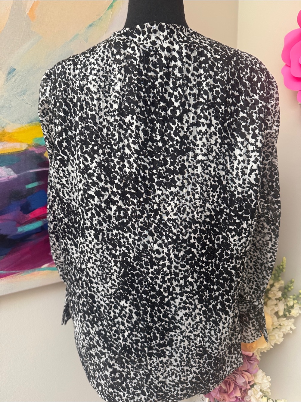 Fendi Black and White Sequin Floral blouse - Picture 8 of 8